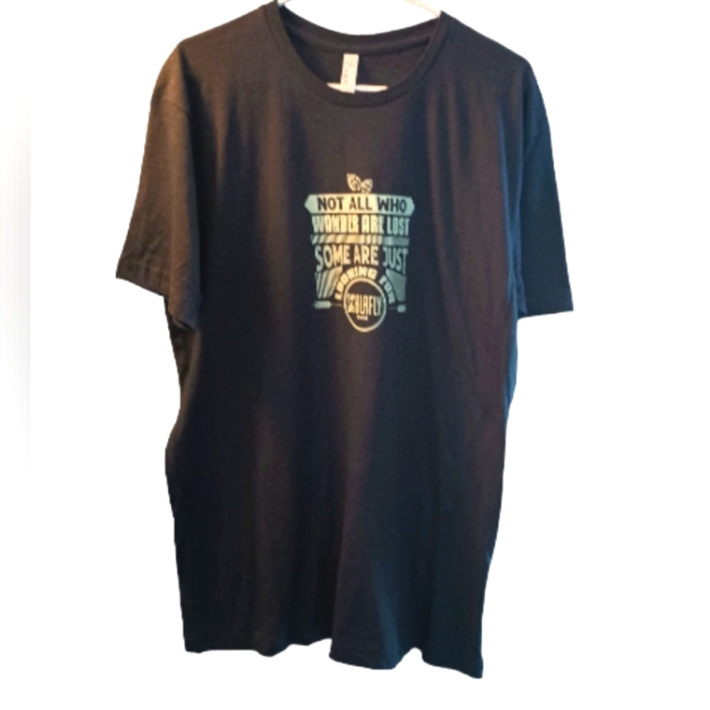 Live and Tell T-shirt, Men's size Large, Schlafly beer dark blue Tee, 60% cotton